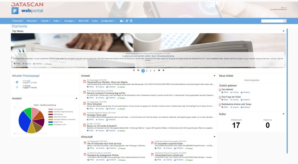 Medienresonanz und Pressespiegel im Intranet