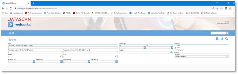 webportal Pressespiegel im Intranet